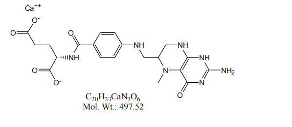 Kaltsium-L-5-metüültetrahüdrofolaadi keemiline struktuur